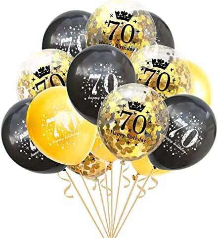70 יום הולדת בלוני זהב ושחור מסיבת קישוטי לטקס קונפטי בלון לנשים גברים 70 שנה ישן יום נישואים קישוט