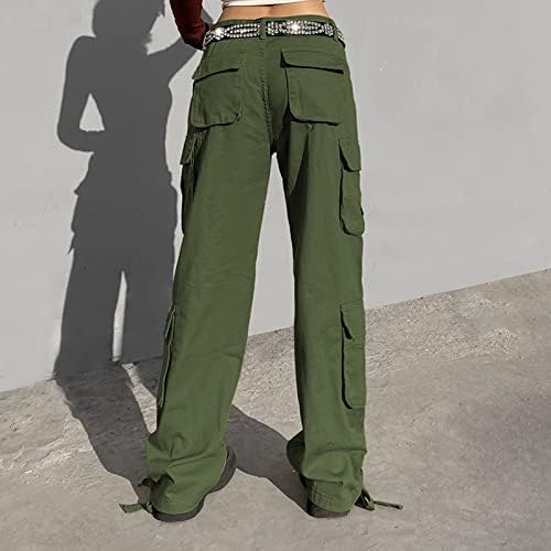 מכנסי מטען ג'ורסה מכנסיים לנשים לנשים אמצע עליית מכנסי מטען נשים עם מכנסי מכנסי מטען חגורה מכנסי