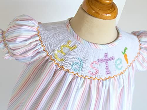 קרוסל בגדי פסחא יד שמלת בישופ בנות בצבעי פסטל מפוספס
