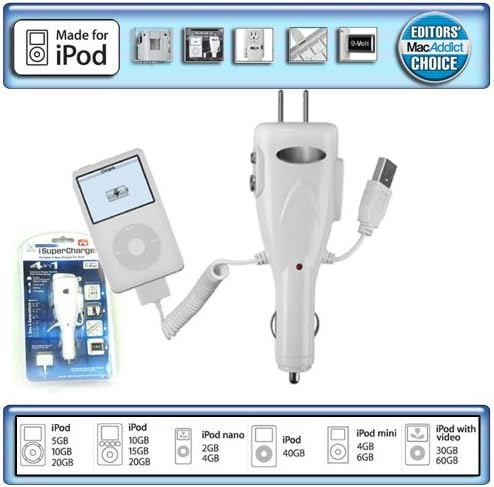 מטען 4-כיוונים ניידים של iSuperBary עבור iPod 1 עד הדורות החמישיים כפי שניתן לראות בטלוויזיה