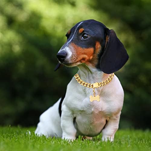 צווארון כלבים כבד של ROJF, 13 ממ/10 ממ 18 קמש מצופה זהב חזק נירוסטה חזקה