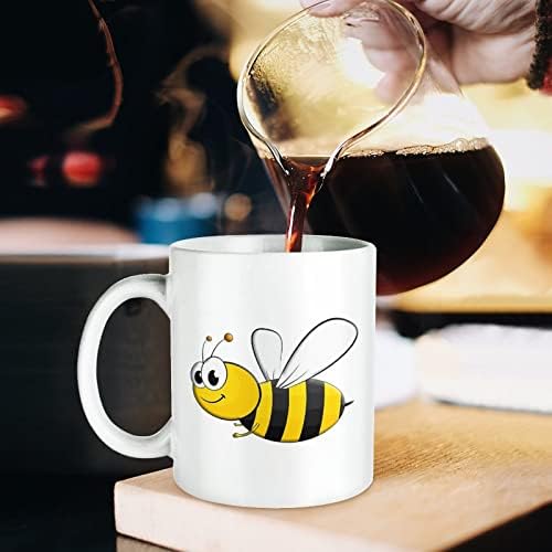 קריקטורה דבורה הדפסת ספל קפה כוס קרמיקה תה כוס מצחיק מתנה עם לוגו עיצוב עבור משרד בית נשים גברים-11 עוז לבן
