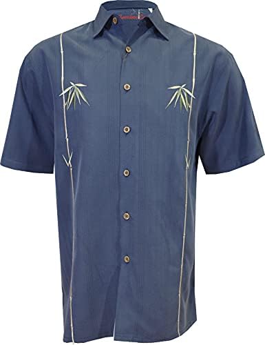 במבוק במבוק של שרוול קצר של גברים, חולצה הוואי מזדמנת כפולה