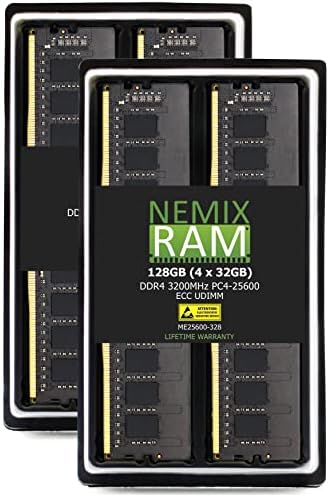 NEMIX RAM 128GB DDR4 3200MHz PC4-25600 ECC UDIMM תואם למתלה ASROCK Motherboad Epyc3451d4u-2l2t2O8r