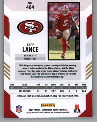 2021 Panini Chronicles Scort עדכון טירונים 404 TREY LANCE SAN FRANCISCO 49ERS כרטיס מסחר בכדורגל NFL