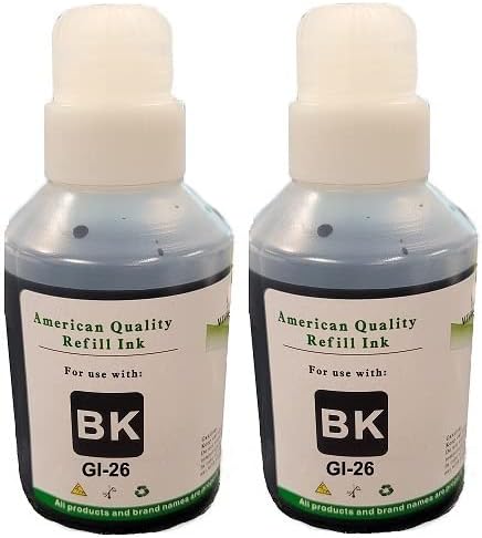 החלפת צבעים חיים CN GI-26 2 חבילה של בקבוק מילוי דיו שחור לשימוש עם Maxify GX7020 ו- GX6020 MEGATANK מדפסות