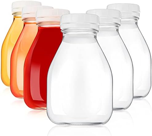 6 יח 'בקבוקי חלב זכוכית 16oz עם מכסים בקבוקי חלב קטנים מיכל עם מכסה לאחסון מקרר בקבוקי זכוכית לשימוש חוזר