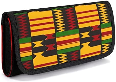 תיק נשיאה מודפס שבטי אפריקני למתג שקית אחסון ניידת שקית מגן עם 5 משבצות קלפי משחק
