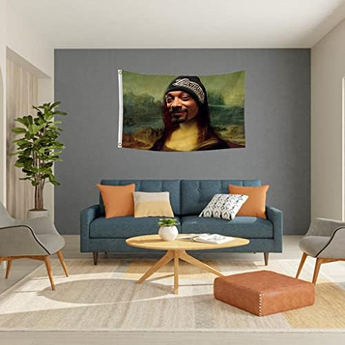 דגל Snoop Mona Lisa 3x5 רגל קיר כלב באנר לתלות לסלון במכללות במעונות במכללות