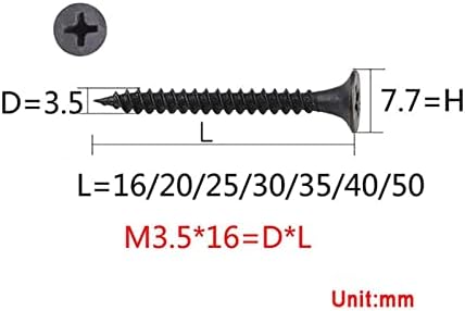 ברגי עץ M3.5 צולב שקוע ראש שקוע ראש מכוסה עצמית, פלדת פחמן מגולוונת גולגולת ראש שטוחה מסמרים קיר גבס