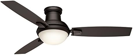 מאוורר האנטר קזבלנקה מאוורר תקרה מקורה/חיצוני עם אור LED ושלט רחוק - פסוק 54 אינץ ', ברונזה עלמה,