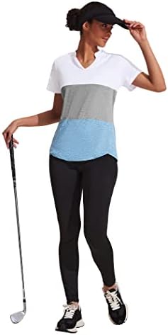 Coorun Womens Pops Pops שרוול קצר V צוואר לחות לחות חולצות יוגה יוגה גולף עליון ריצה טריקו מזדמן