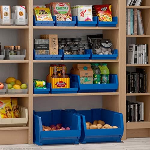 Akro-Mils 30150 מארגן פלסטיק ופחי אחסון למקרר, מטבח, ארון או ארגון מזווה, 12 אינץ 'x 8 אינץ' x 4 אינץ ', כחול,