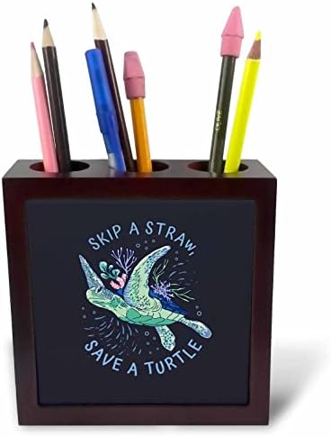 3 רוז קאסי פיטרס אמנות דיגיטלית-דלג על קש שמור צב-מחזיקי עט אריחים