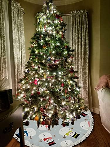חצאית עץ גדולה איש שלג חמוד עם ציצית, קישוטי עץ חג המולד בית חווה לכל חופשות העונה מסיבת חתונה