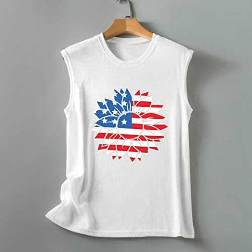 4 ביולי חולצה גופיות לנשים ללא שרוולים חולצת צוואר ארהב דגל כוכבים פסים פטריוטית ריצה טוניקת חולצות