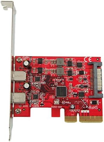 Ableconn PU31-2C-2 USB 3.2 GEN 2 2-PORT TYPE-C PCI EXPRESS X4 כרטיס מתאם מארח