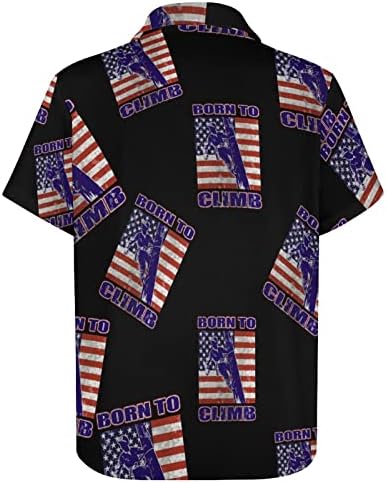 Lineman Lineman US דגל חולצה לגברים רגיל בכושר כפתור שרוול קצר למטה עם הכיס
