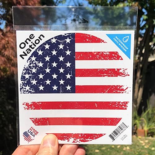 StickiOS מדבקה דגל אמריקאי 4.75x4.75 אינץ ' - מיוצר בארצות הברית - מדבקת דגל ויניל עגול ויניל פטריוטי