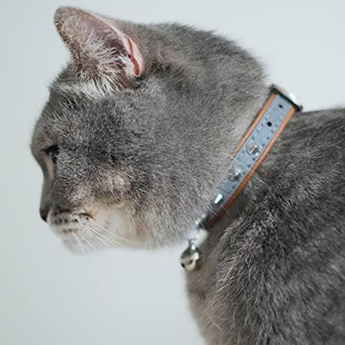 מפוכח חתול צווארון עם פעמון-רעיוני ומתכווננת עור מפוצל מסמרות משובץ חסון מתכת אבזם עבור חתלתול קטן חיות