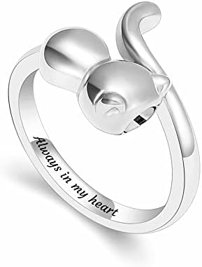 טבעת אשפה של ConstantLife לאפר תכשיטי זיכרון לניכח נירוסטה עיצוב חתול חמוד עיצוב אפר מחזיק קסם שמירת