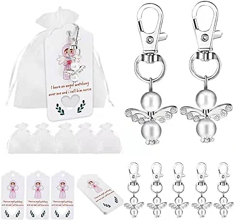 Aizhuang 50 pcs מחזיק מפתחות מלאך לטובת עיצוב מלאכים מעריכים מפתחות מעדיפים