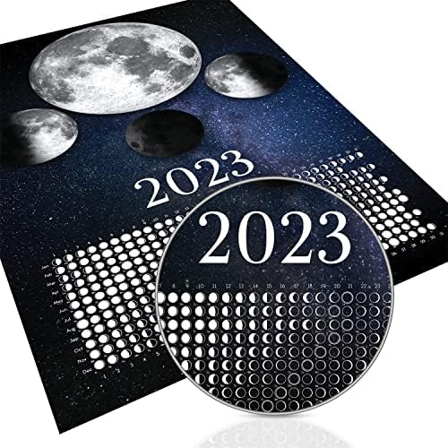 לוח השנה של שלב ירח 2023, 11x15 שלבי ירח תלייה לוח שנה אור ירח, פוסטר אמנות קיר גשש ירח, אסטרולוגיה