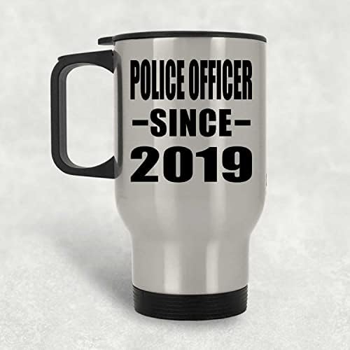 מעצב את קצין המשטרה מאז 2019, ספל נסיעות כסף 14oz כוס מבודד מפלדת אל חלד, מתנות ליום הולדת יום הולדת חג המולד חג