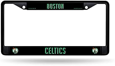 RICO תעשיות NBA כדורסל בוסטון סלטיקס מסגרת לוחית רישוי שחורה 12 x 6 מסגרת כרום שחורה 12 x 6 אביזר רכב/משאית אוטומטי