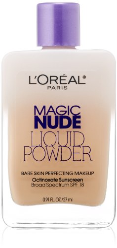 לוריאל פריז קסם עירום נוזל אבקת עור חשוף לשכלל איפור מקדם הגנה 18, אור שנהב, 0.91 אונקיות