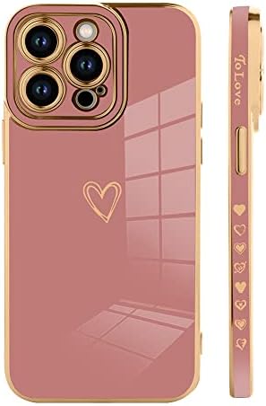 Bonoma תואם לאייפון 14 Pro Case Love Love ציפוי לב אלקטרופלט יוקרתי מארז אלגנטי מגן מצלמה רך