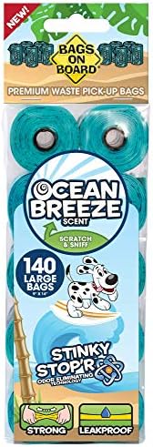 שקיות על לוח בקרת ריח שקיות קקי לכלבים ומתקן / שקיות פסולת כלבים חזקות וחסינות דליפה / ריח רוח אוקיינוס