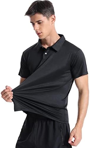 Xelky Mens יבש בכושר פולו חולצות גולף שרוול קצר לחות מפתחת חולצה עליונה צווארון מזדמן עם כפתורים