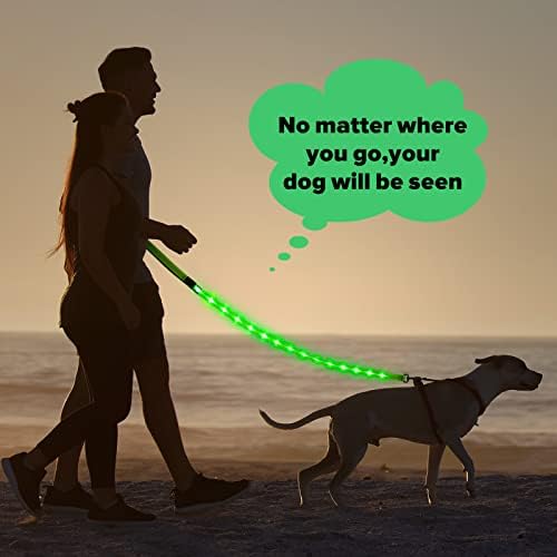 Illumifun Light Up רצועת כלבים - USB נטענת נטענת LED רצועה כלב, 3 מצבי פלאש ניילון מוביל כלב מוביל