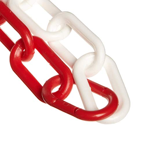 שרשרת פלסטיק מחסום שרשרת, לסירוגין אדום / לבן, 2-אינץ קישור קוטר, 100-רגל אורך