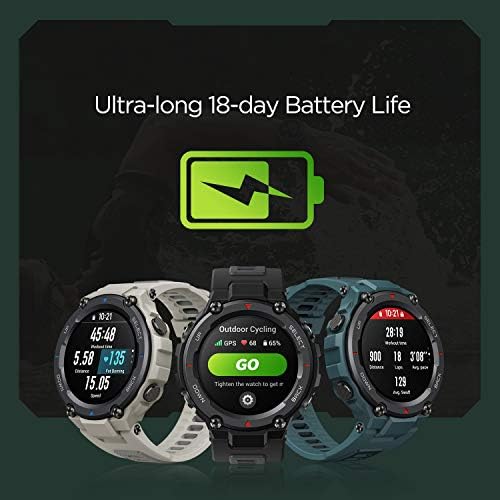 Amazfit T-Rex Pro Watch Smart Watch for Men מחוספס חיצוני GPS שעון כושר, 15 תקן צבאי מוסמך, 100+ מצבי ספורט,