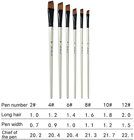 CEHSG אמן מברשות עט מברשות פרל לבן צבעי מים עט שמן אקרילי ציור צבעי מים ניילון צבע שיער צבע 6 PCS