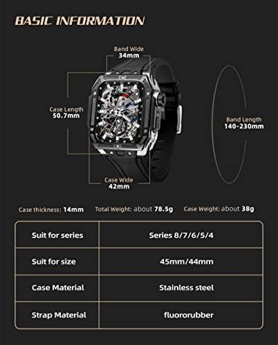 מארז שעון בסגנון האחרון בסגנון ， עבור Apple Watch Band 7 8 ערכת שינוי יוקרה Ultra 45 ממ עבור IWatch 8 7 45 ממ רצועת