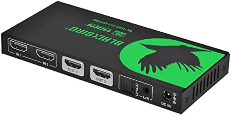 Monoprice Blackbird 2x2 HDMI מטריקס עם מיצוי שמע, HDMI 2.1, HDCP 2.3, חבר שני מקורות 8K60 לשני צגים של