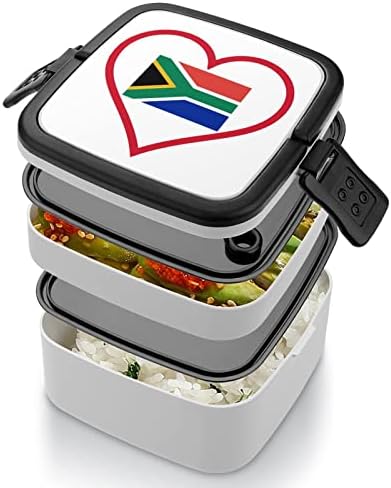 אוהב את South_AFRICA אדום לב שכבה כפולה שכבה בנטו קופסאות ארוחות עם ידית נייד לעבודה משרדית