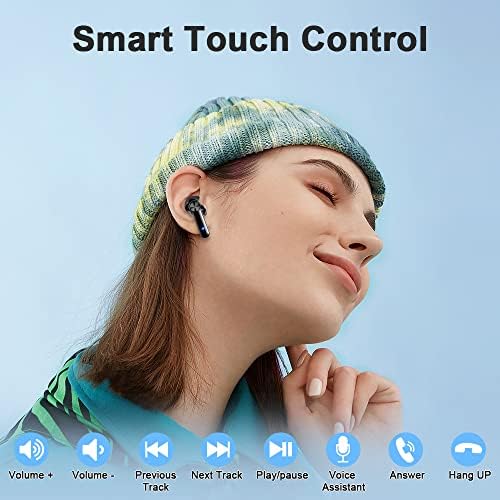 אוזניות אלחוטיות של GCBIG, Bluetooth 5.2 אוזניות Hifi Sterero 40H Playtime תצוגת LED, IP7 אוזניות אטומות אוזניות