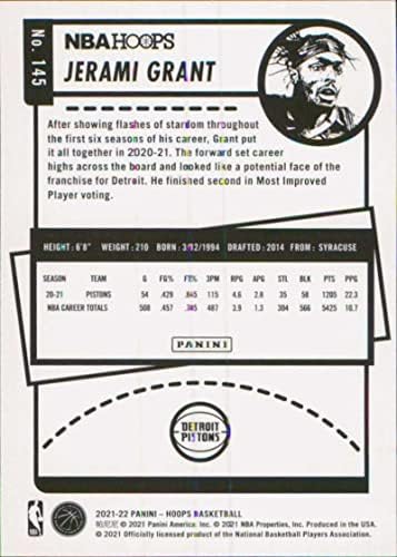 2021-22 Panini Hoops 145 ג'רמי גרנט דטרויט פיסטונס NBA כרטיס מסחר בכדורסל