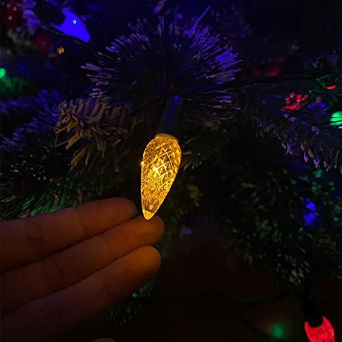 אורות חג מולד סולאריים חיצוניים C6 אורות מיתר תות, 50 LED רב -צבעוני חיצוני חיצוני המונע אורות
