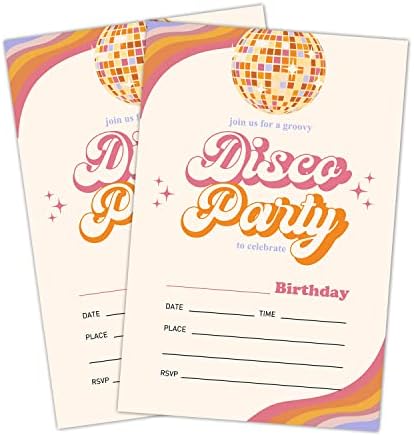 Lwbeo boho דיסקו כרטיסי הזמנה ליום הולדת, מזמינים מסיבת דיסקו רטרו, ציוד לקישוטים למסיבות יום הולדת שמח,