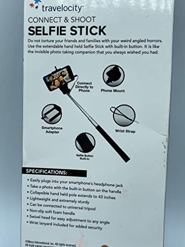Travelocity Connect וצילם Selfie Stick עם מתאם סמארטפון, 43 אינץ