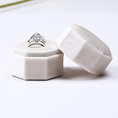 Nicecraft 3 משבצות קטיפה קופסת קופסת טבעת מחזיק תכשיטים מתומן אחסון מזכרת לחתונה