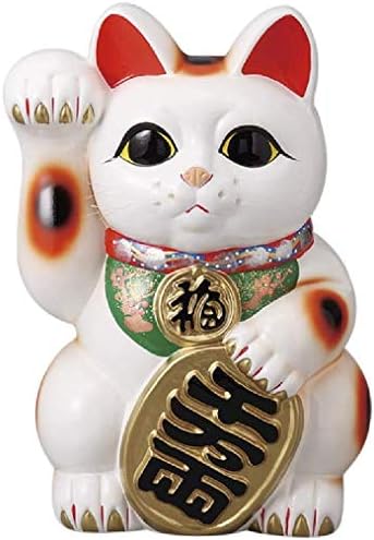 מיוצר ביפן, חתול ברי מזל 13 '' טוקונם לבן מנקי נקו חרסינה יד ימין