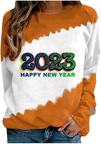 2023 אופנה חולצות לנשים ארוך שרוולים לקשור לצבוע צבע בלוק טיז סוודר חולצות רופף מזדמן סווטשירט חולצה
