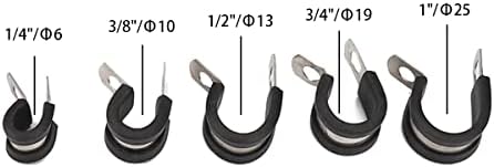 ערכת מגוון מהדק כבלים של IQIHUI, 50 יחידות כרית גומי מהדק מבודד מהדק כבל נירוסטה ב 5 בגודל 1/4 , 3/8, 1/2 ,