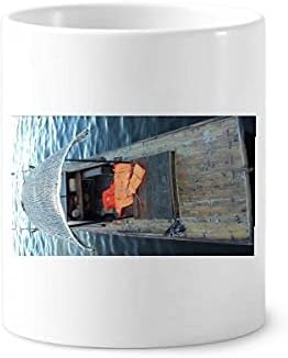 אגם סירות צילום אמנות דקו מתנה מברשת שיניים מחזיק עט